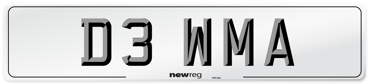 D3 WMA Number Plate from New Reg